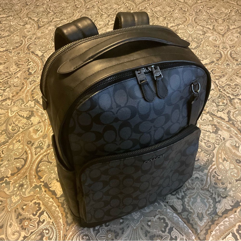 New Coach Graham In Signature Canvas Gunmetal Backpack - Picture 7 of 16